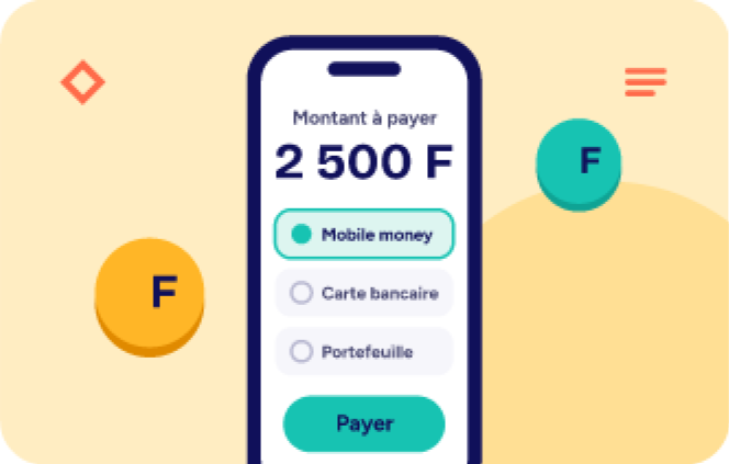 Écran de paiement : 2 500 F, mobile money, carte bancaire ou portefeuille